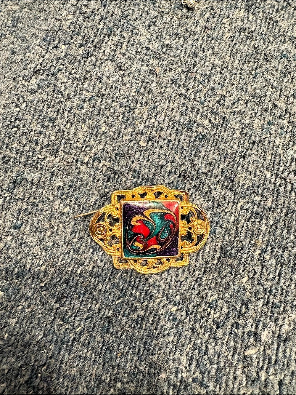 Gold-Tone Multicolor Enamel Brooch